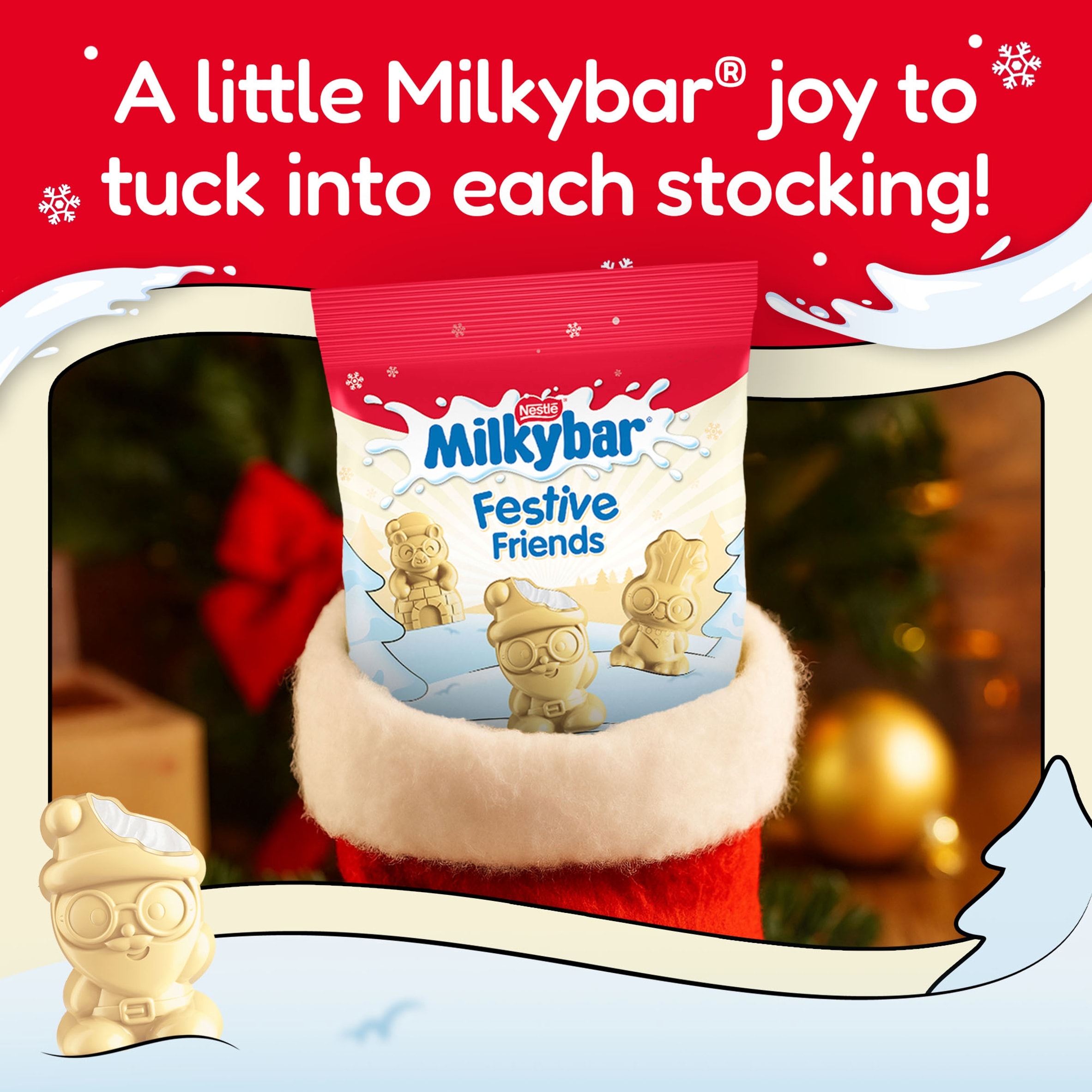 Milkybar White Chocolate Festive Friends Bag 57G - Tesco Groceries