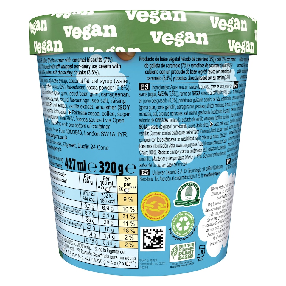 image 1 of Ben & Jerry's Sundae Coffee Caramel Non Dairy Ice Cream Tub 427ml
