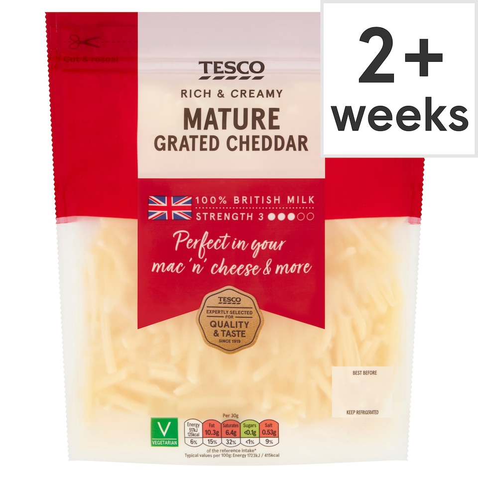 Tesco British Mature Grated Cheddar Cheese 250 G