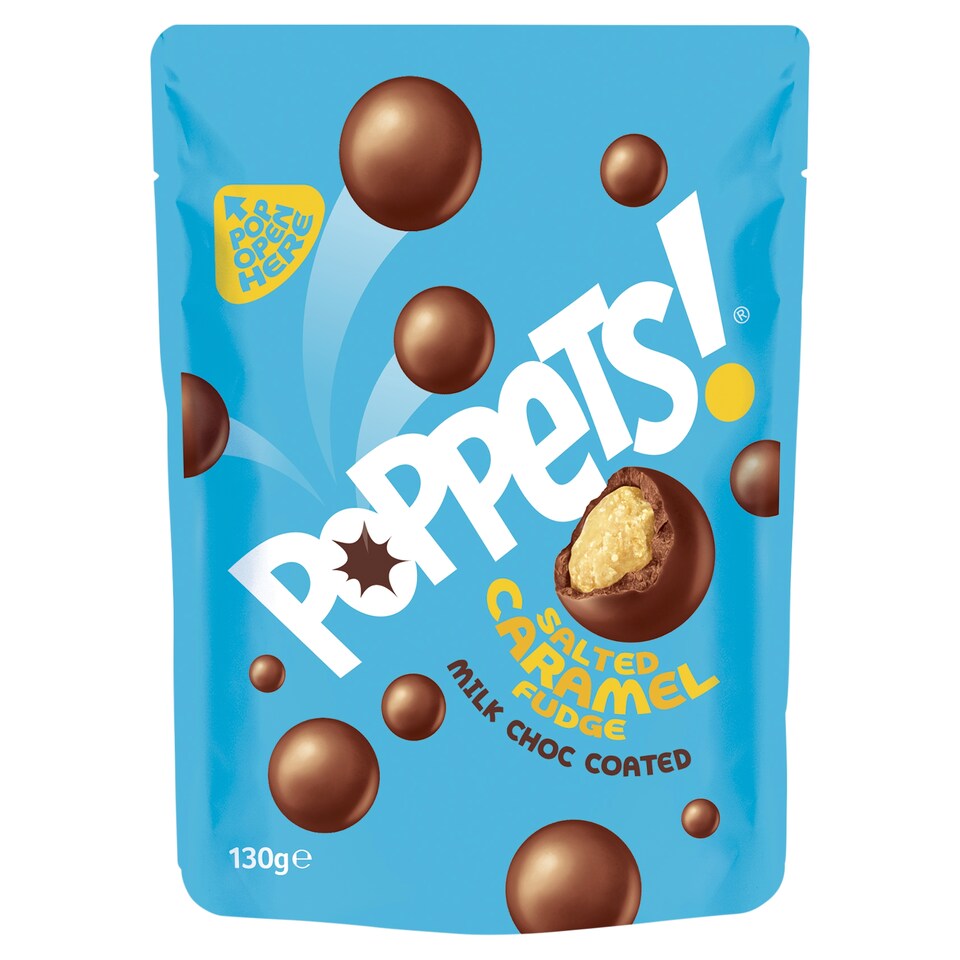Poppets Salted Caramel Fudge Milk Chocolate Coated 130G