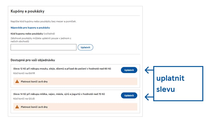Uplatněte si kupony ve vaší peněžence