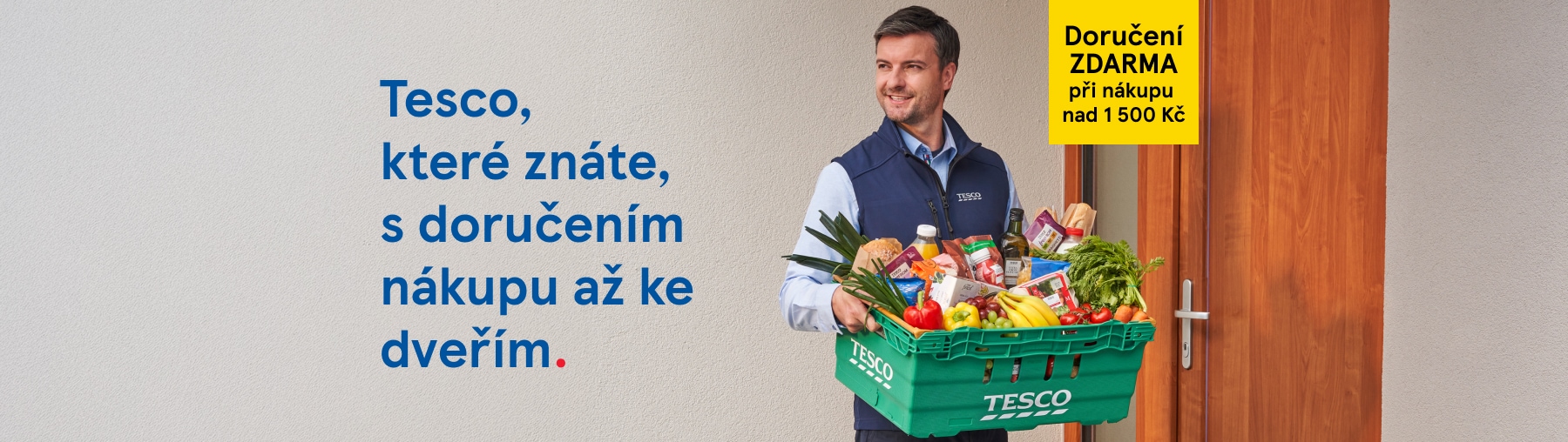 Tesco, které znáte, s doručením nákupu až ke dveřím.