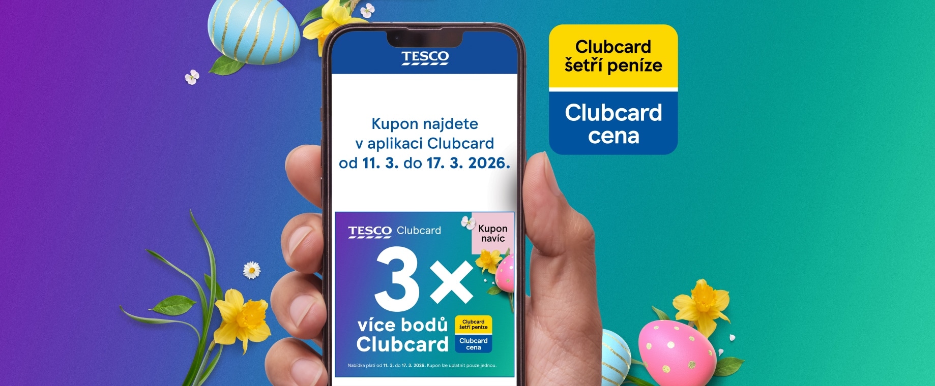 Získejte 3× více Clubcard bodů  s kuponem v aplikaci