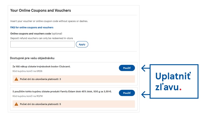Uplatnite si kupóny vo vašej peňaženke