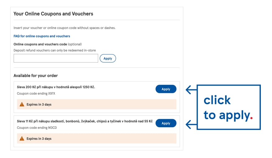 Redeem coupons in your wallet