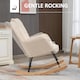image 4 of HOMCOM Wingback Rocking Chair with Wooden Base, Upholstered Fleece Glider Rocker for Nursing, Modern Armchair - Beige