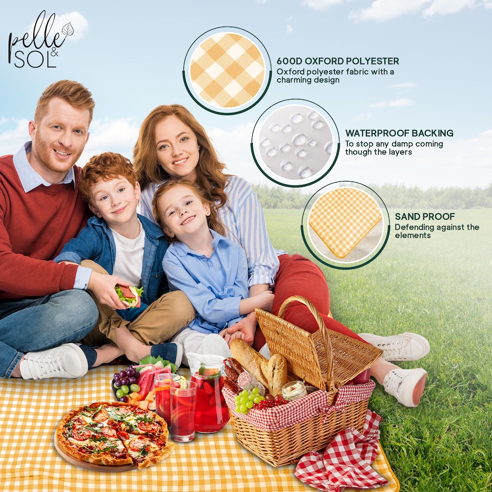 image 1 of Pelle & Sol Yellow Picnic Blanket Waterproof 200x140cm