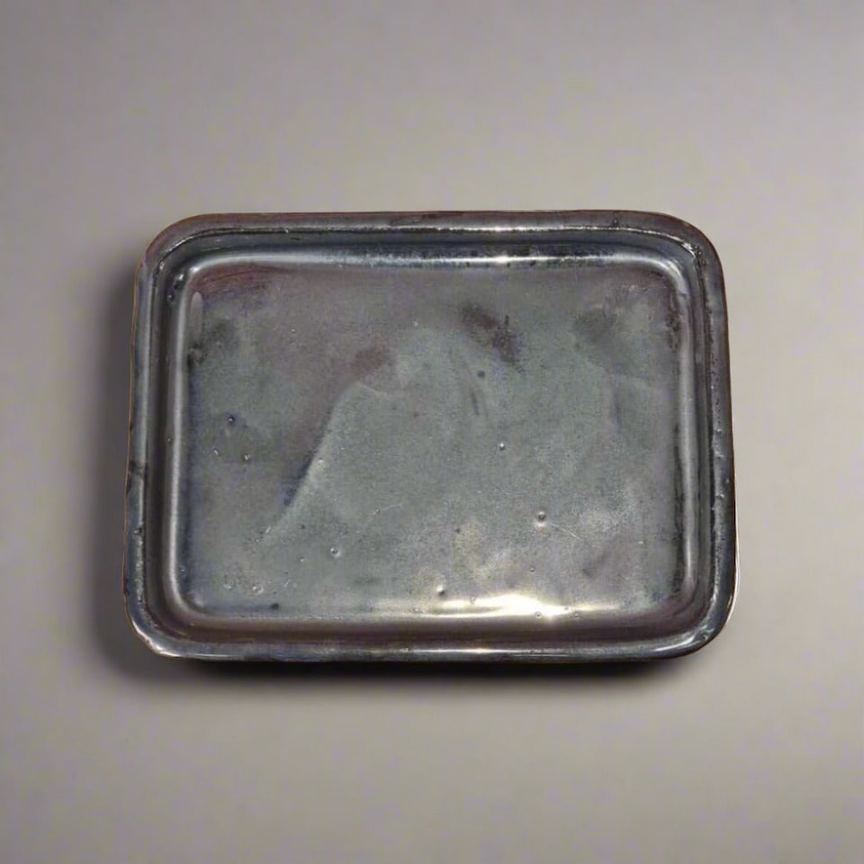 Yorkshire Bonsai 26cm Glazed Drip Tray Rectangle Silver