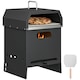 image 1 of Outsunny 3 in 1 Portable Wood Fired Outdoor Pizza Oven with Handles | Black | Black | 40 x 37.5 x 53.5 cm