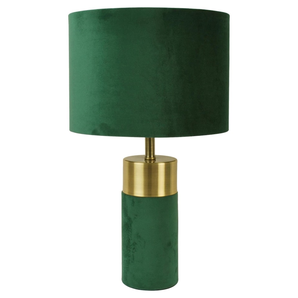 image 1 of Green Velvet Table Lamp | Green | Bronze | Large | 1