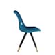 image 3 of Single Sofia Ergonomic Modern Dining Chair Upholstered in Velvet, Metal Legs with Gold End Tips | Blue