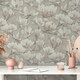 image 3 of Gentle Blossoms Wallpaper in White on Grey Multi