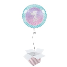 Mermaid Shine Round Foil Helium Balloon - Inflated Balloon in a Box