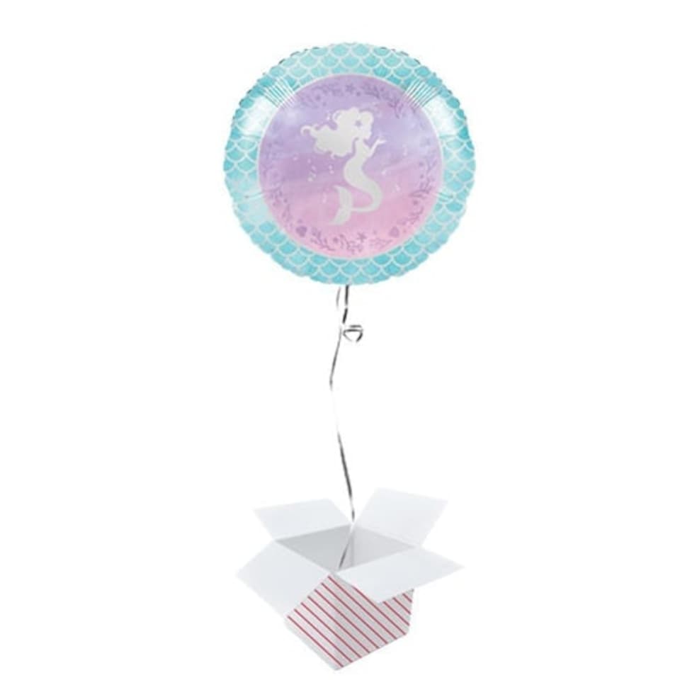Mermaid Shine Round Foil Helium Balloon - Inflated Balloon in a Box