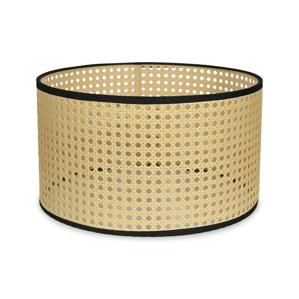 image 1 of ValueLights Reni Medium Wood Cane Natural Ceiling Pendant Shade Cream