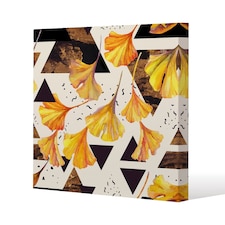 Orangle Flowers and Triangles (Canvas Print) / 77 x 77 x 4cm | Multi