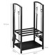 image 3 of Outsunny Firewood Rack Log Holder Wood Storage with Hooks 4 Tools Black