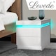 image 9 of Levede 2 Drawer Bedside Table High Gloss RGB LED Nightstand Cabinet | White | White