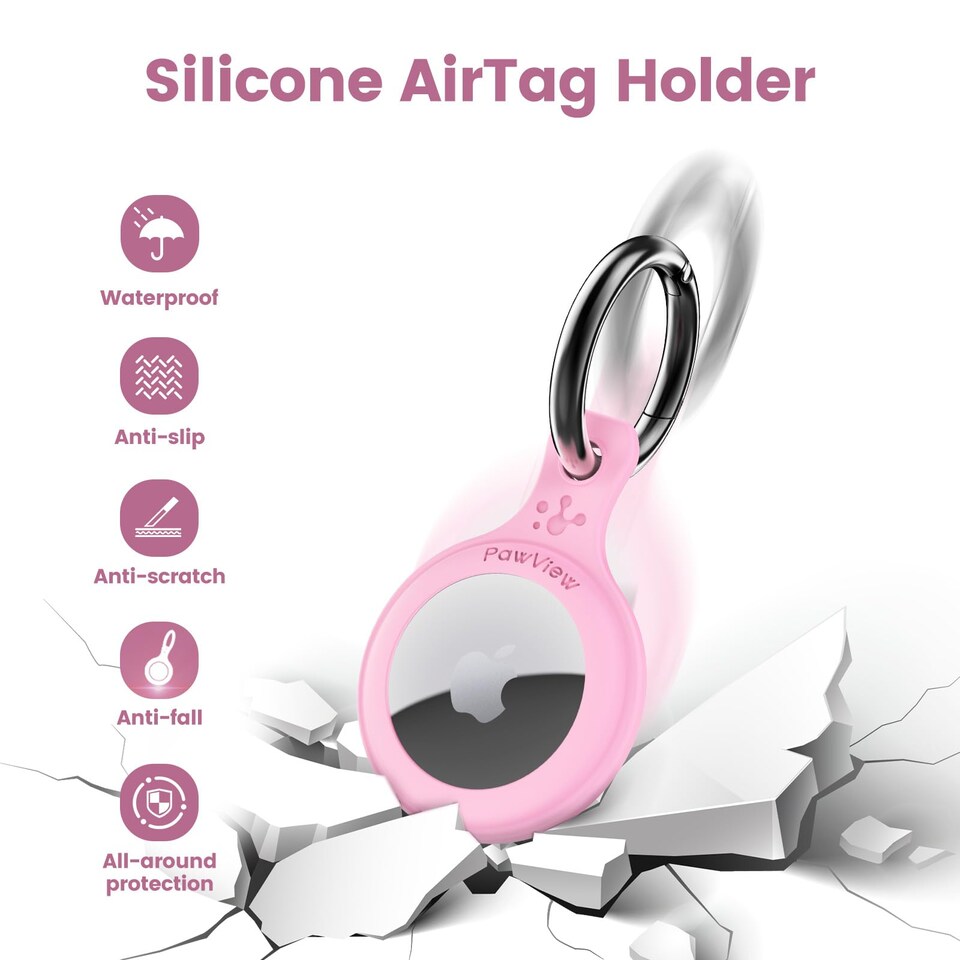 image 1 of AirTag Holder & Collar for Pets GPS Tag & App with Smart QR ID