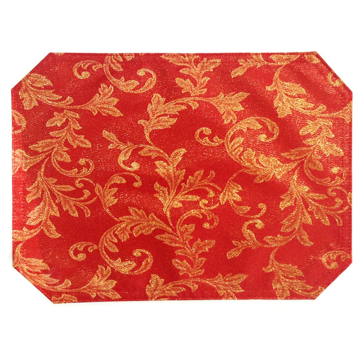 Kitchen Trends Heather Glitter Placemats, Napkins & Runners in Red