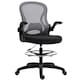 image 1 of Vinsetto Drafting Chair, Ergonomic Tall Office Chair with Flip-up Armrests, Mesh Back, Lumbar Support, Adjustable Height and Foot Ring, Swivel Wheels, for Standing Desk, Dark Grey | Grey