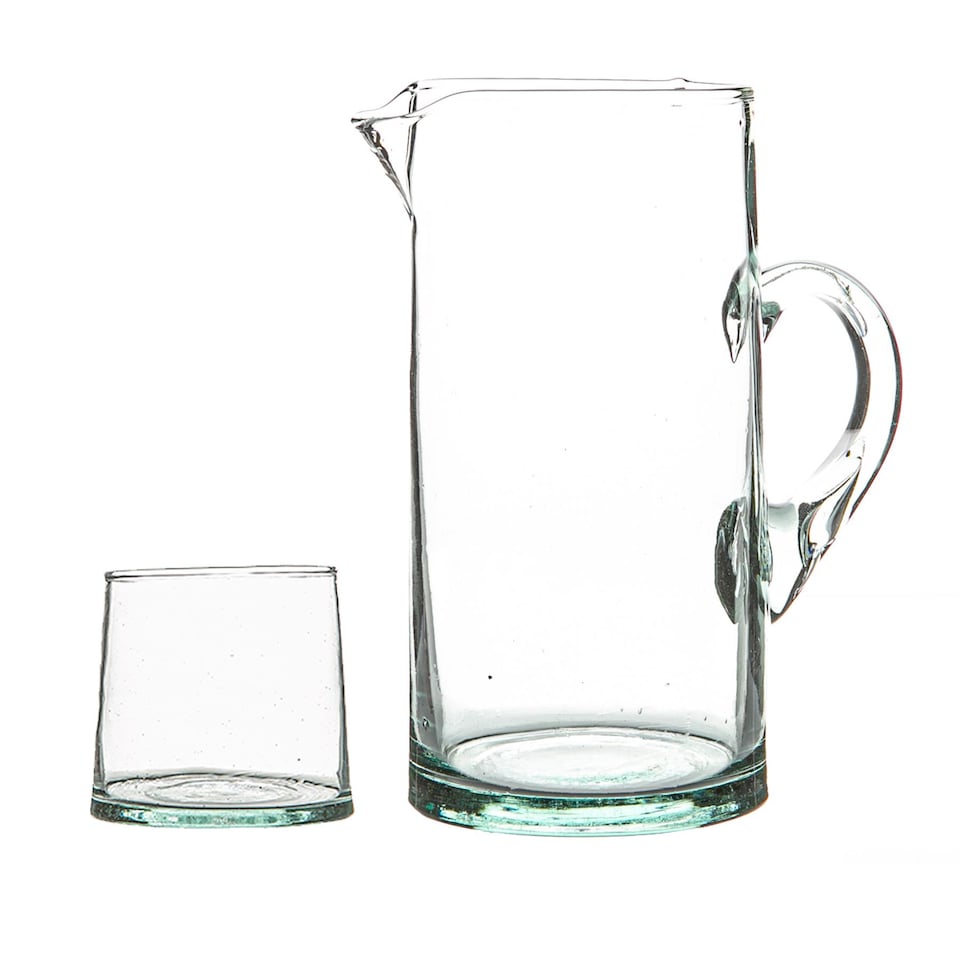 image 1 of Nicola Spring Merzouga Recycled Glass Tumblers with Jug - Clear | Clear | Clear | 7
