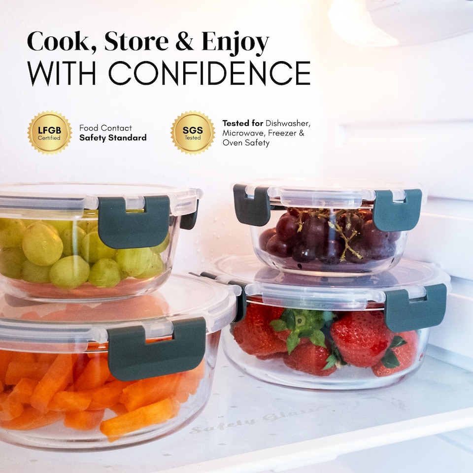 image 1 of Straame 10-Pack Glass Meal Prep Containers Airtight, Leakproof, Dishwasher Safe Glass Storage with Lids - (Round)