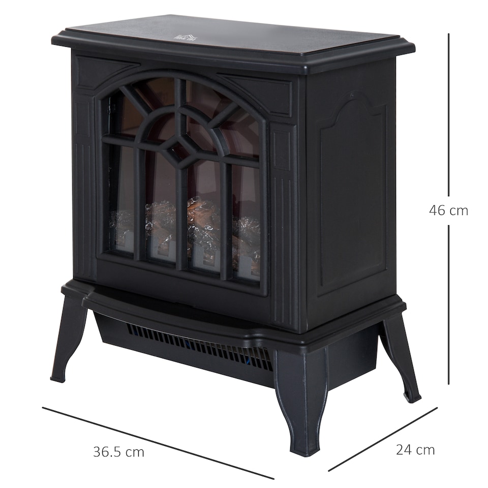 image 1 of HOMCOM Freestanding Electric Fireplace Heater w/ LED Flame 1000W/2000W Black