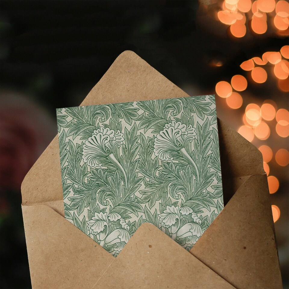 image 1 of William Morris Art Card Tulip Flower Art Nouveau Pattern