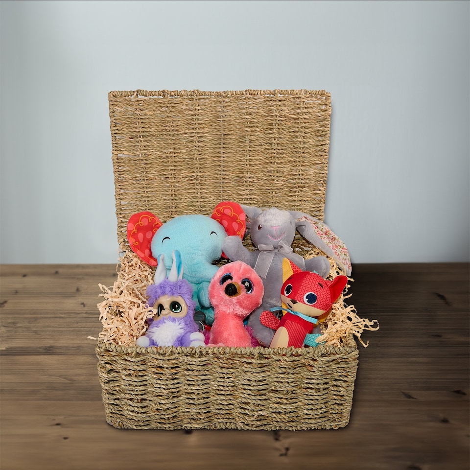 image 1 of Wickerfield Seagrass Woven Storage Basket with Lid for Home Storage Gift Hampers and Display