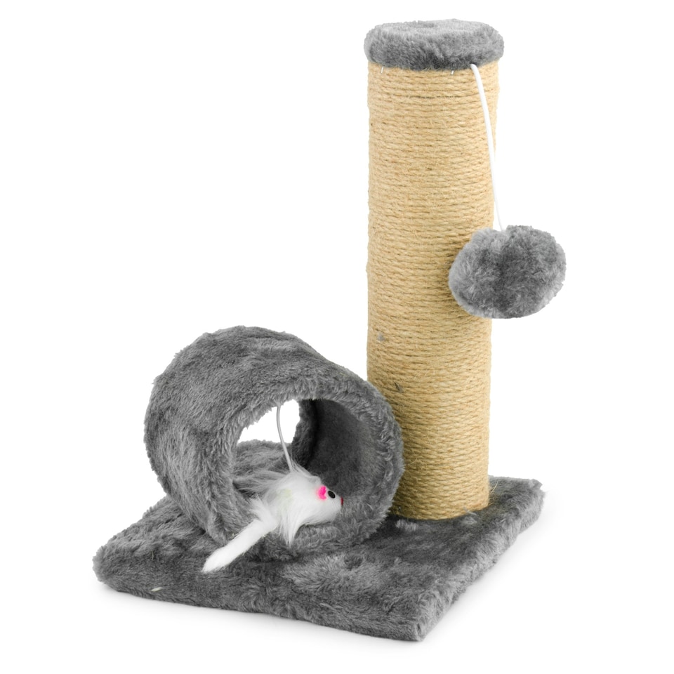 image 1 of KCT Grey Kitten Scratching Post with Tunnel