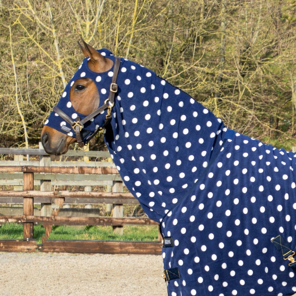 image 1 of Supreme Products Dotted Fleece Horse Hood - Noble Navy - 17.2 Hands