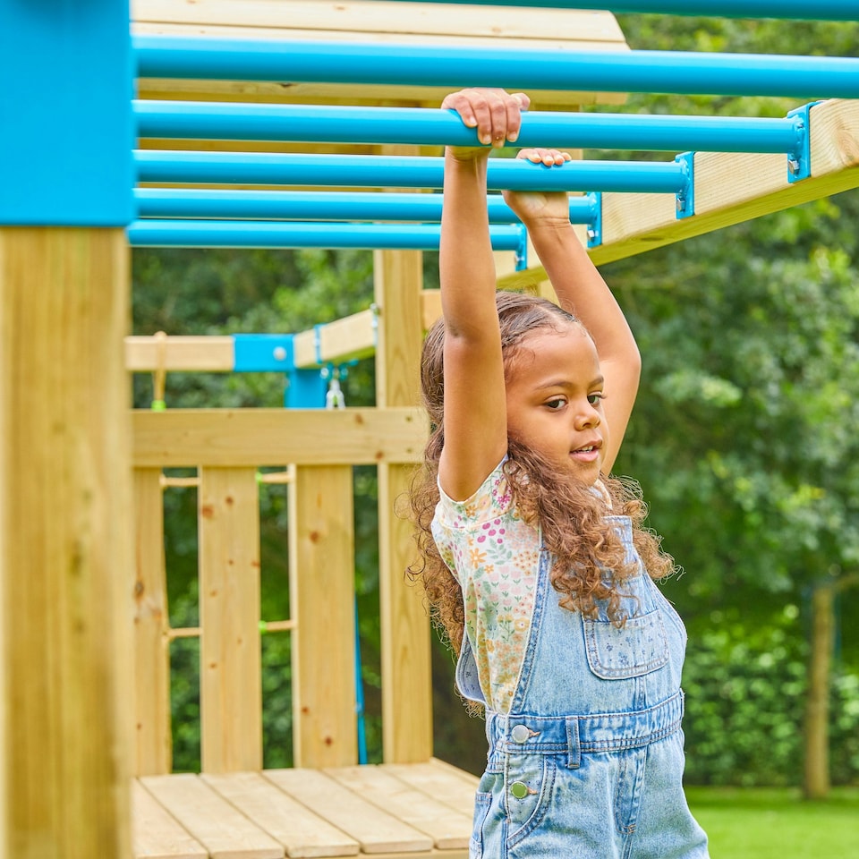 image 1 of TP Skywood Wooden Play Tower with Ripple Slide, Monkey Bars & Double Swing Arm - FSC® certified