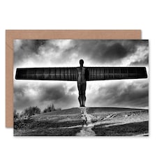 Angel Of The North Gateshead Black White Photo Art Card