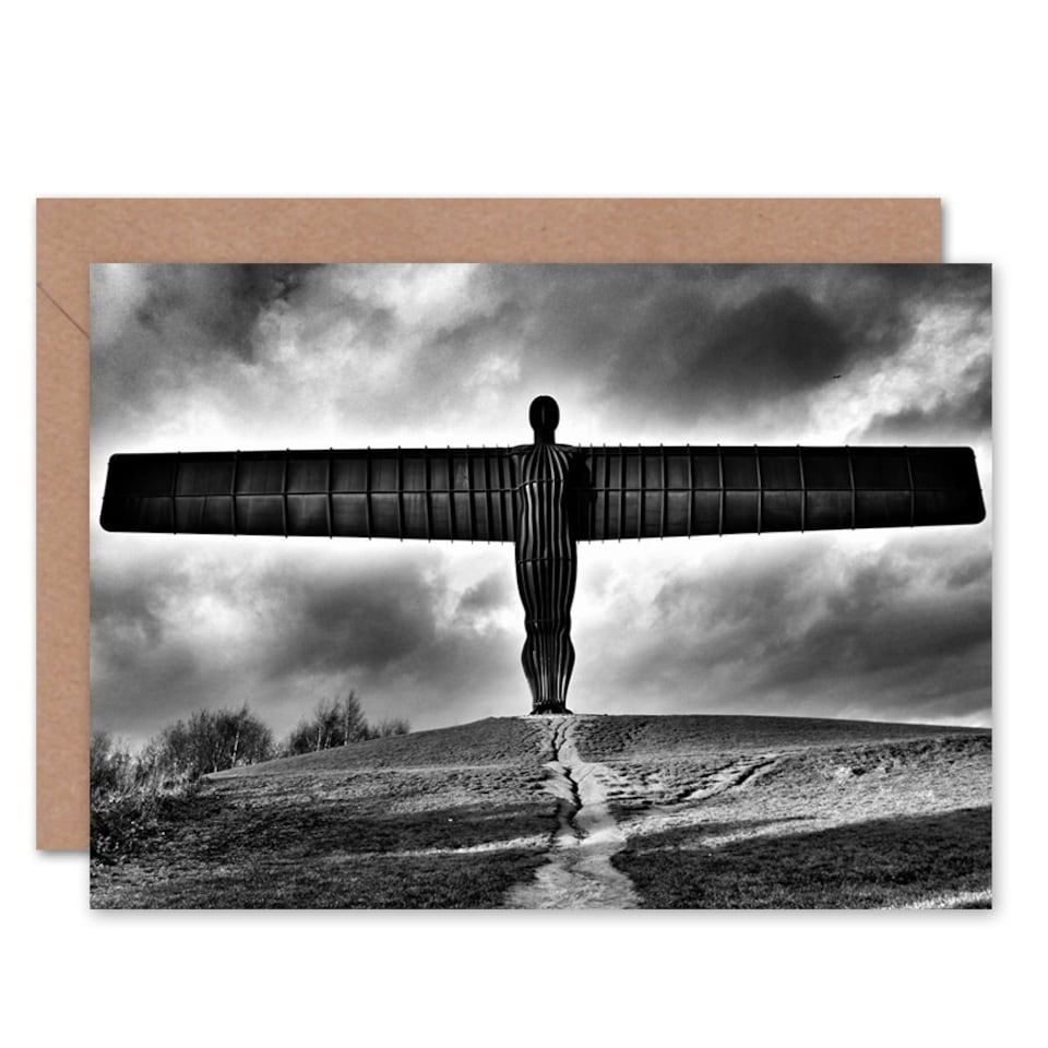 image 1 of Angel Of The North Gateshead Black White Photo Art Card