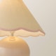 image 5 of ValueLights Bosco Natural Stone Globe Ceramic Table Lamp with Linen Pink Trim Scallop Lamp Shade