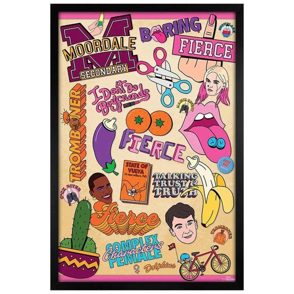image 1 of Black Wooden Framed Sex Education Infographic Maxi Poster