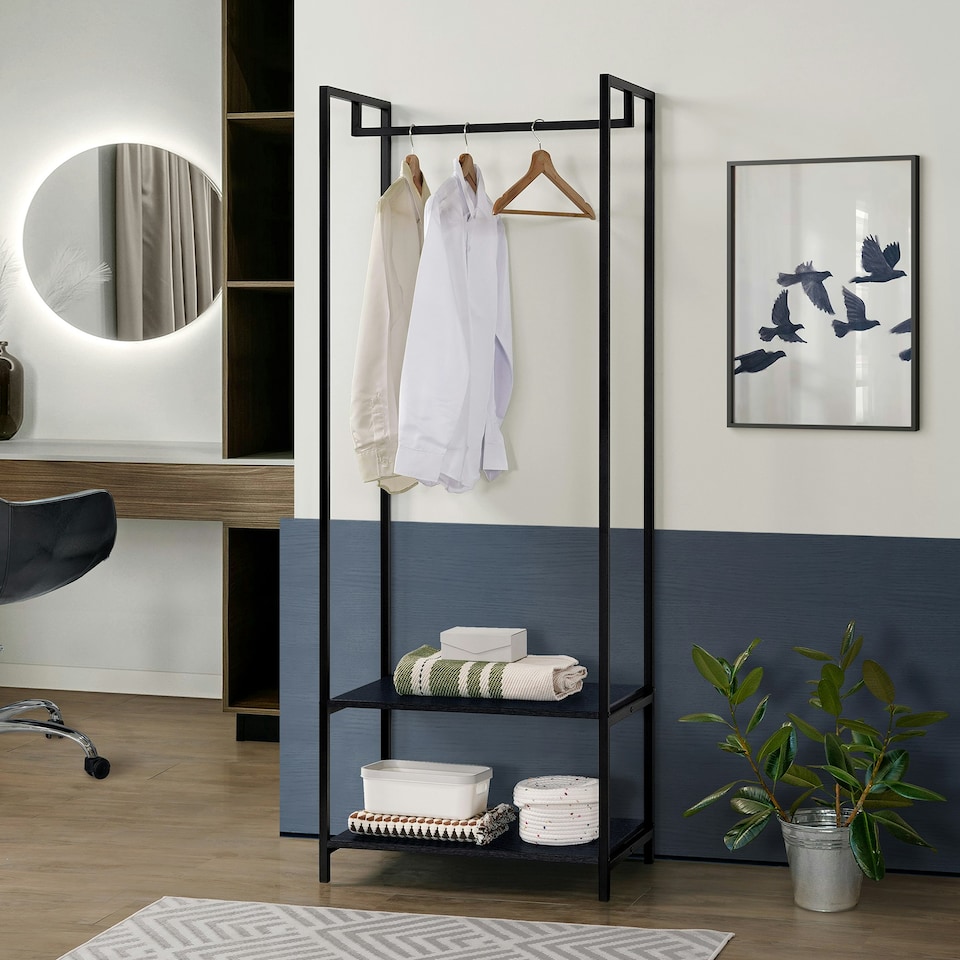 image 1 of Scala Open Wardrobe with 2 Shelves Brown | Oak / Natural