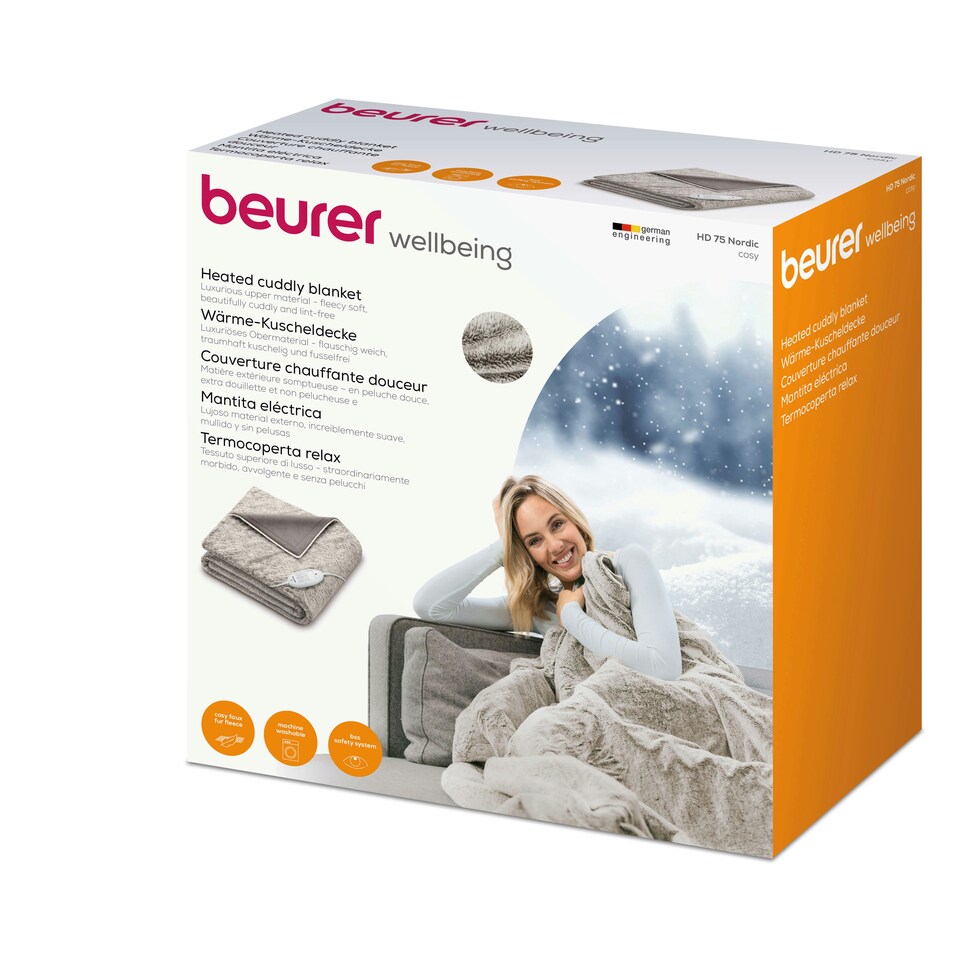 image 1 of Beurer HD75N Fluffy Nordic Heated Snuggie Throw