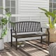 image 2 of Outsunny Garden Bench, Outdoor Metal Bench with Slatted Seat and Backrest, Curved Armrest, for Conservatory, Garden, Poolside, Deck, Brown