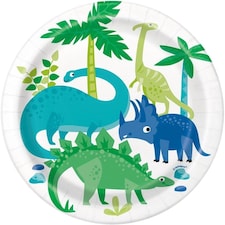 8 BLUE & GREEN DINOSAUR 7IN PLATE -  UNIQUE