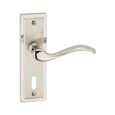 Urfic Porto Metal Lever Latch Door Handles Set Round Rose Internal & External | Silver | Satin Nickel Keyhole