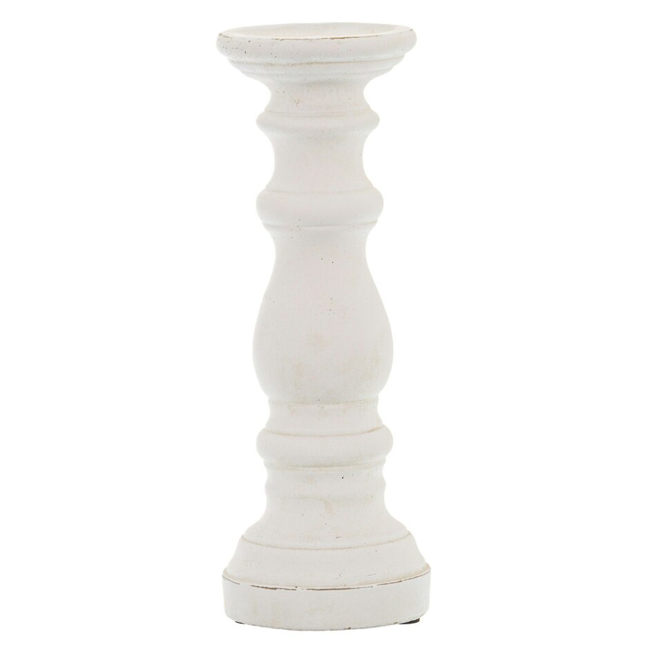 Hill Interiors Ceramic Column Candle Holder - White - 31cm x 12cm x 12cm White