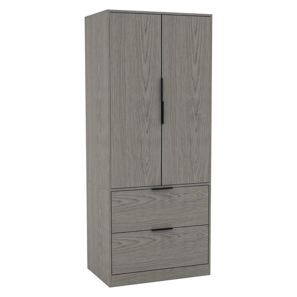 image 1 of FUJI 2 Door 2 Drawer Minimalist Bedroom Wardrobe Storage & Hanging Rail 180cm | Multi | Cedar Grey | 1