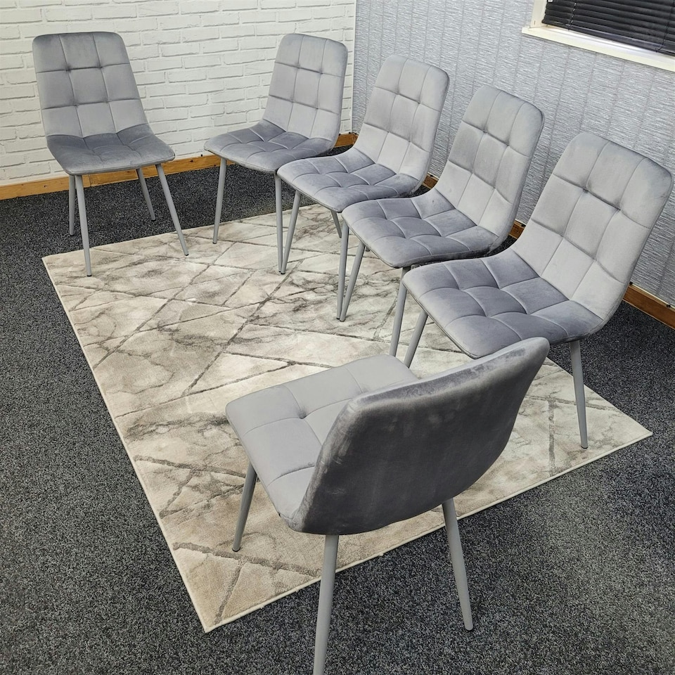 image 1 of Dining Chairs Set of 6 Grey Velvet Kitchen Chairs Grey