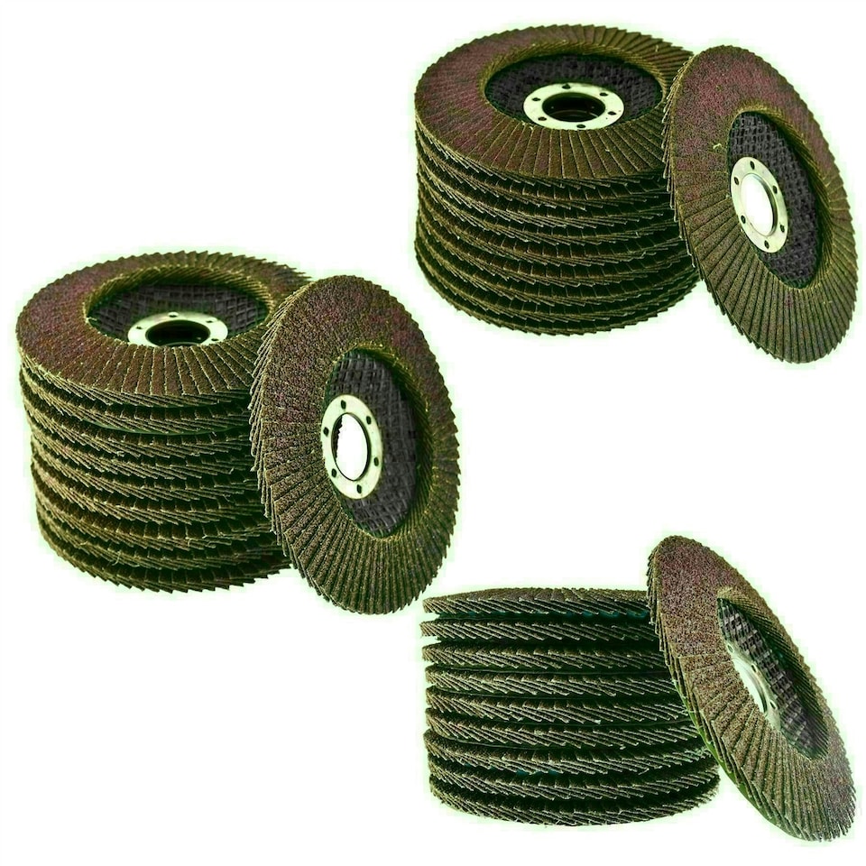 image 1 of 150 x Flap Discs 40, 60 & 80 Grit Angle Grinder 4.5" 115mm Flat Sanding Grinding