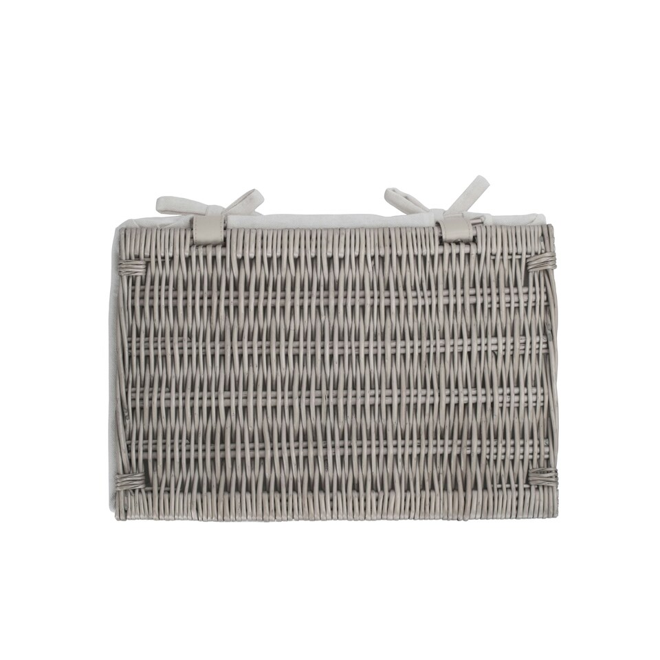 image 1 of Antique Wash Cotton Lined Wicker Storage Basket Brown | Brown | S
