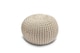 image 1 of Knitted Pouffe Chunky Round Footstool Ottoman 100% Cotton Handmade | Cream