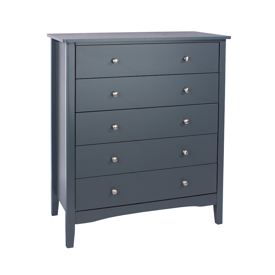 image 1 of Como 5 Drawer Chest of Drawers - Shaker Style Bedroom Storage Cabinet with Space Saving Design | Blue | Blue | 1