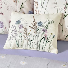 Catherine Lansfield Grasmere Floral Embroidered 30x40cm Cushion Lilac Purple | Lilac